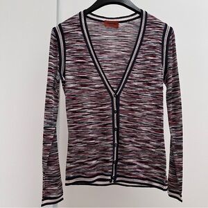 Vintage Missoni long sleeve button front cardigan 40 Italy flame smooth knit